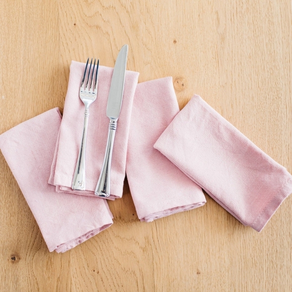 Hand Loomed Blush Pink Cotton Napkins Set of Four - Picture 3 of 4